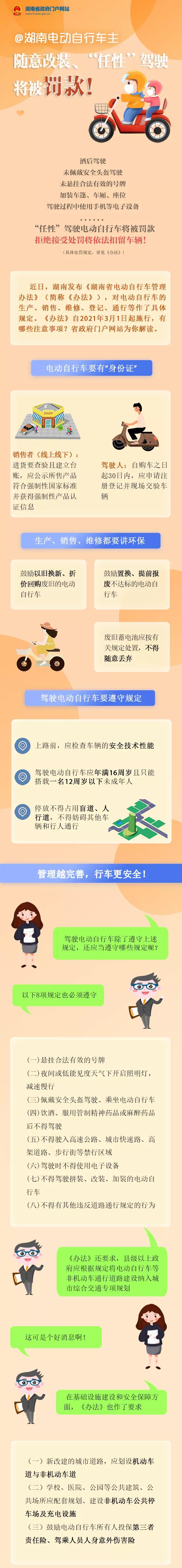 3月1日起正式施行！《湖南省電動自行車管理辦法》全文來了！電動自行車管理辦法》
